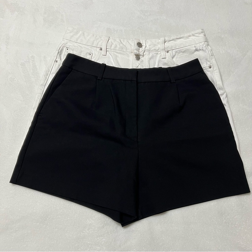 Zara Black Classic  Shorts and  Zara White Demin Skirt
